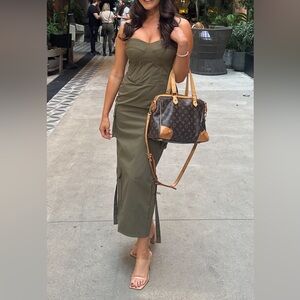Olive Green cargo Maxi Dress